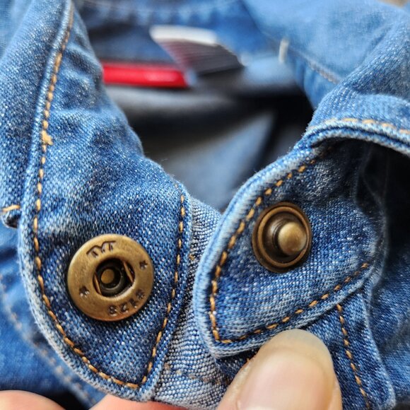 Vintage Y2K Levi's Denim Western Shirt Pearl Snap Long Sleeve Stretch Cotton - Picture 8 of 12